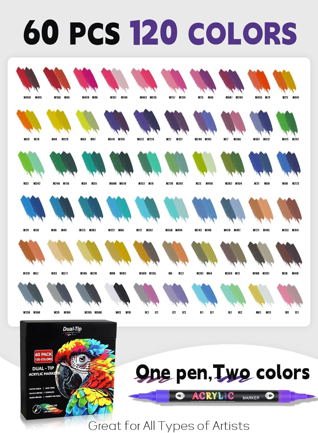 Acrylic Paint Markers with Dual-Color Brush Tips