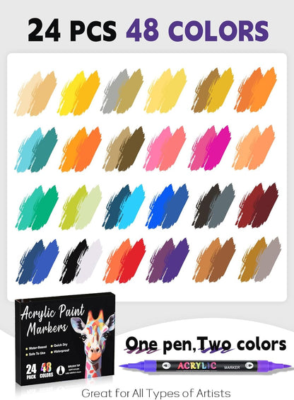 Acrylic Paint Markers with Dual-Color Brush Tips
