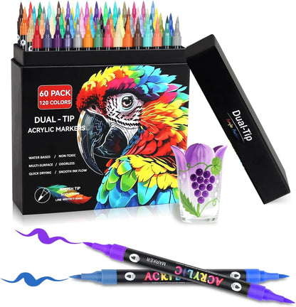 Acrylic Paint Markers with Dual-Color Brush Tips