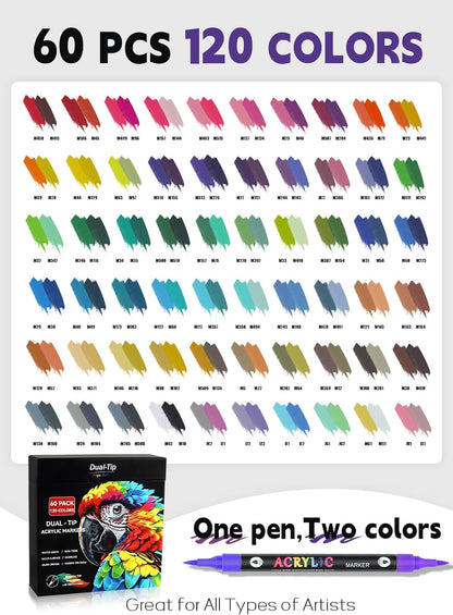 Acrylic Paint Markers with Dual-Color Brush Tips